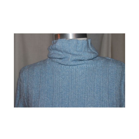 Women's Old Navy Blue Wool Blend Turtleneck Ribbed Knit Cuffed Sweater Size S - Picture 3 of 6